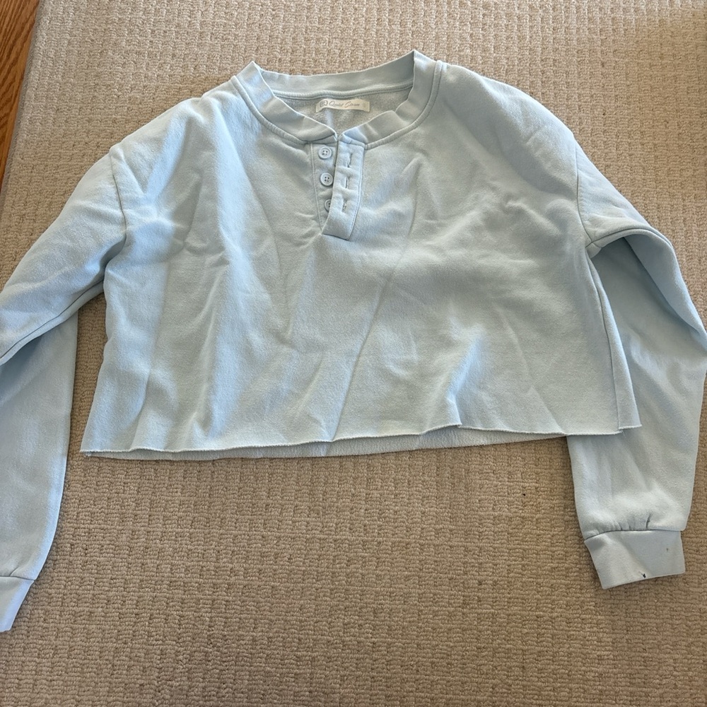 Light Blue Cropped Sweatshirt